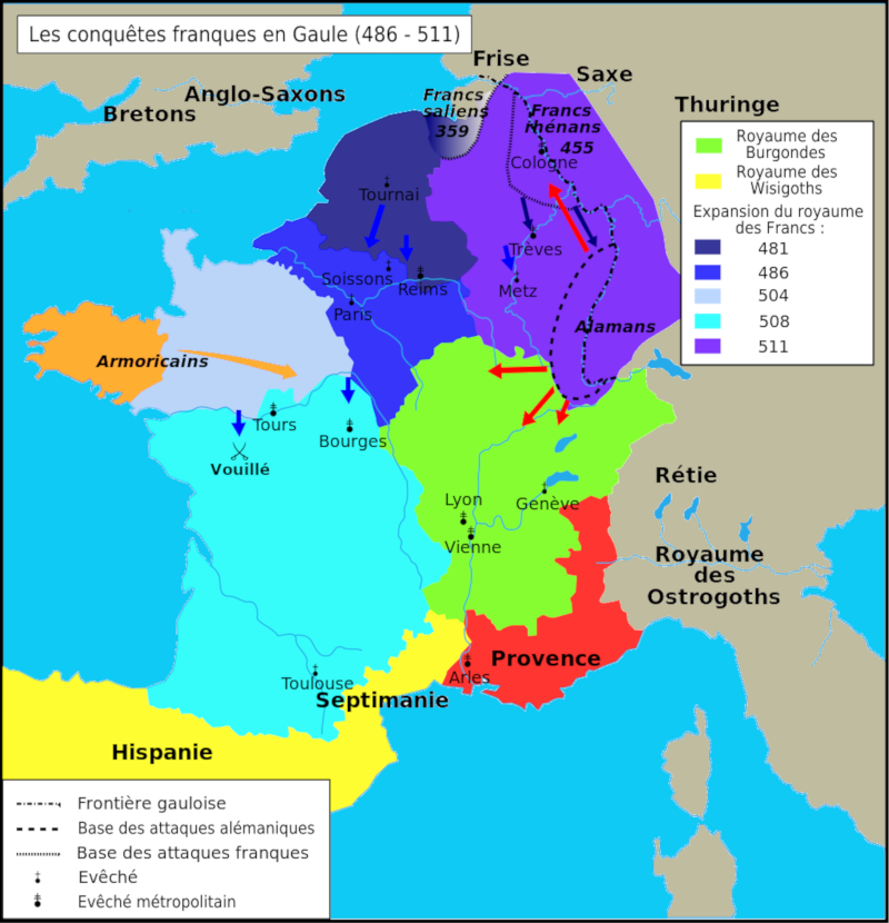 Evolutions g�ographiques du royaume de Clovis