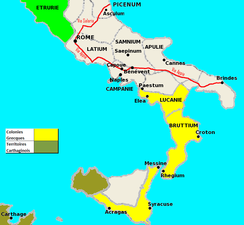 Le sud de l'Italie au 3ième siècle av. J.C.