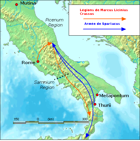 Les combats entre Crassus et Spartacus